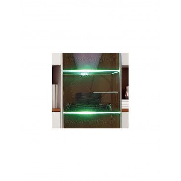 Miniprofil metalic LED Clip Metal cu banda LED pentru polite de sticla, Lumina Albastra