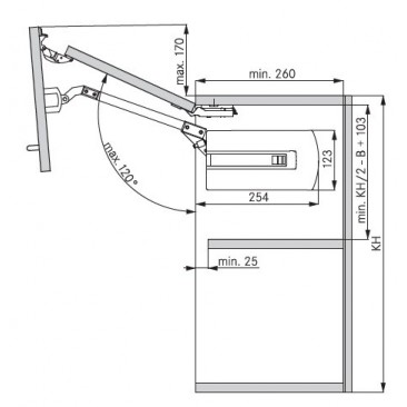 Sistem de ridicare Kinvaro F-20 TYPE 7D H 750 - 799 mm mm, 6,0 - 15,6 kg