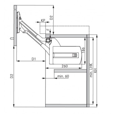 Sistem de ridicare Kinvaro L-80 TYPE 3 H 390 - 409 mm, 2,1 - 5,5 Kg