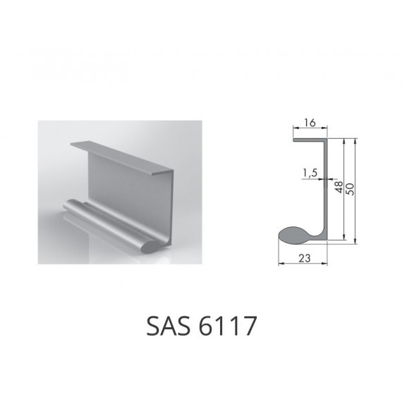 Profil mâner din aluminiu pentru fronturi 3 ml