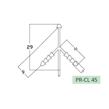 Profil din aluminiu pentru îmbinare colț 45°