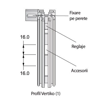 Profil aluminiu pentru sistem Vertiko 2.65 m