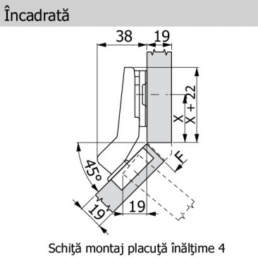 Balama Nexis Slide-on pentru usi + 45°