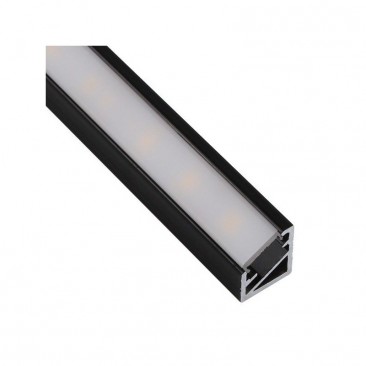 Profil triunghiular din aluminiu pentru banda LED cu difuzor opac, Negru 2 m