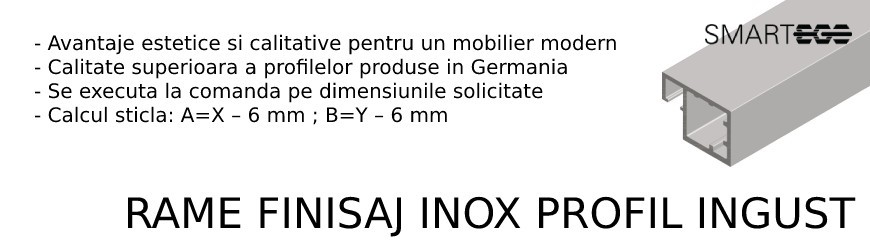 Rame din aluminiu cu finisaj INOX profil ingust pentru fronturi de mobilier